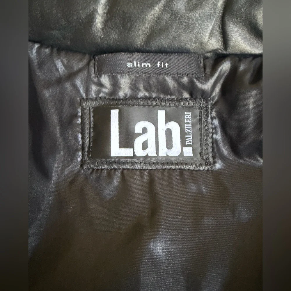 Pal Zileri Men's 100% Genuine Leather Black Quilted Bomber Jacket Size Small - Picture 10 of 11